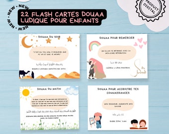 22 Cartes Duas pour enfant en français | Dua pour enfant | Islamique duaa | Cartes à imprimer en Francais Douaa en francais pour enfants