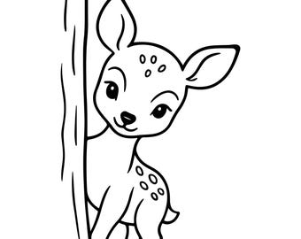 Baby Deer SVG Cute Fawn Peeking Clipart Woodland Animal Vector for Kids Crafts Cricut Silhouette