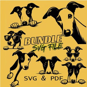 Peeking Whippet Dog SVG Cute Sighthound Cut File Laser Engraving Template for Dog Lovers | Vector SVG Designs Downloads Bundle
