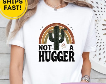 Camiseta divertida "No soy un abrazador" con forma de cactus, Camiseta sarcástica para introvertidos