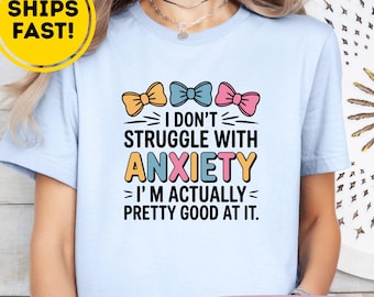Camiseta unisex divertida sobre la ansiedad, camiseta para introvertidos con tendencia a pensar demasiado sobre la salud mental, camiseta con estampado