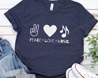 Peace Love Music Shirt: Unisex Bella Canvas Tee