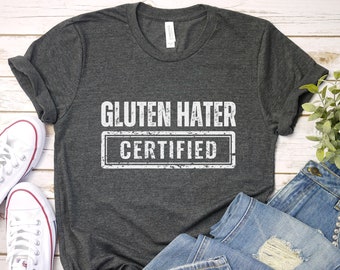 Camiseta divertida con certificación de "Gluten Hater": camiseta de concienciación sobre la celiaquía