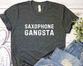 Camiseta de gánster con saxofón: regalo divertido para músico de jazz