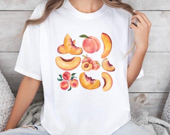 Vintage Peaches Graphic Tee - Comfort Colors Fruit Shirt