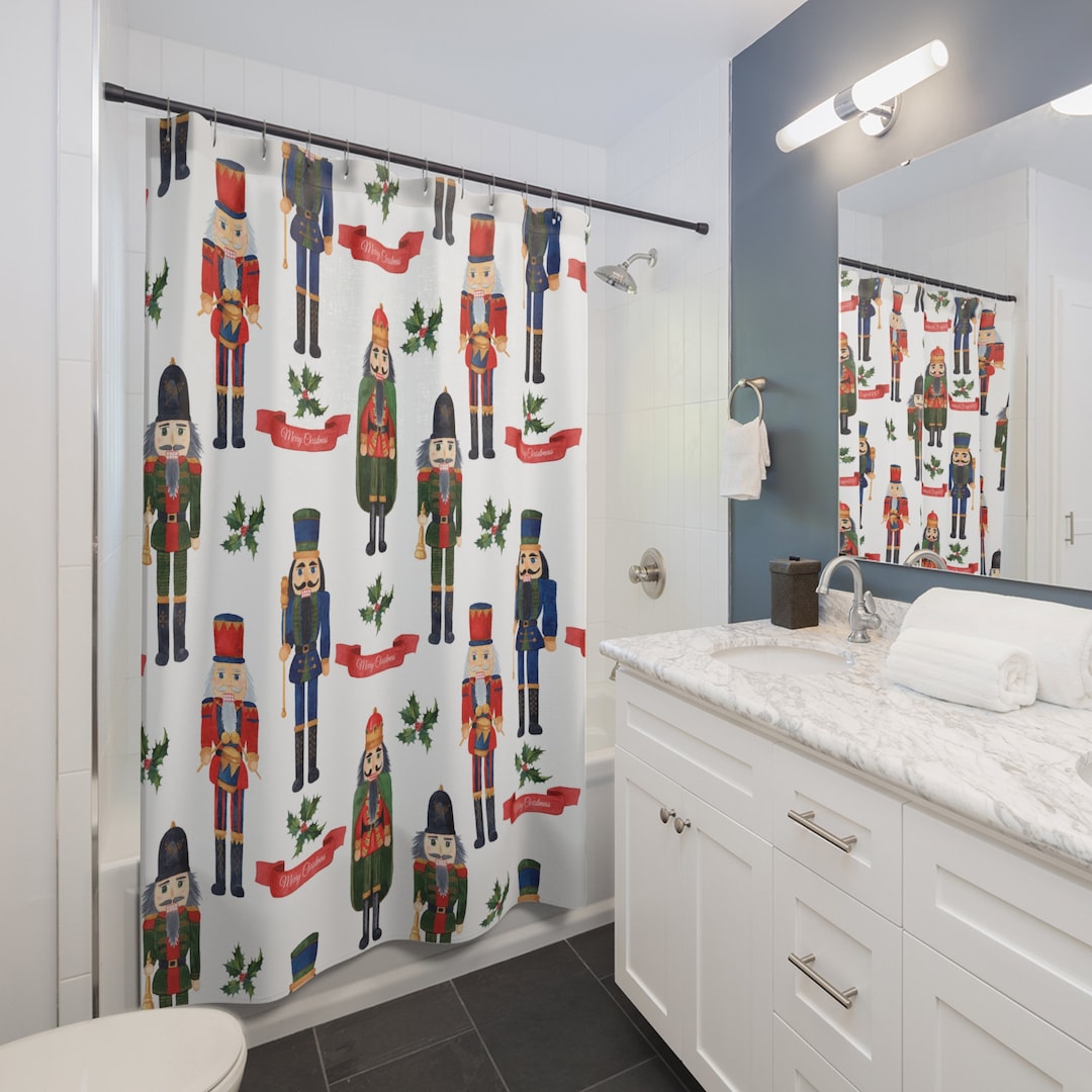 Nutcracker Christmas Shower Curtain Nutcracker Bathroom Etsy
