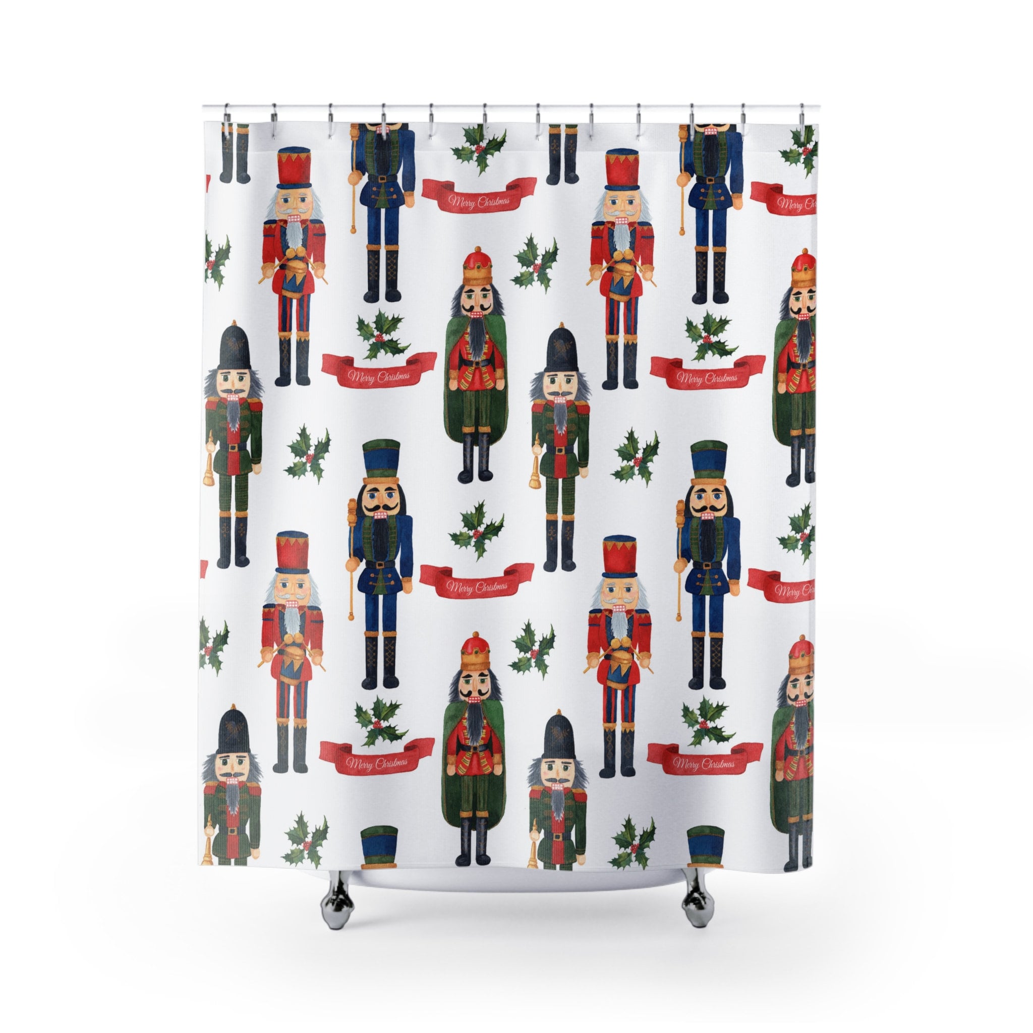 Nutcracker Christmas Shower Curtain Nutcracker Bathroom Etsy