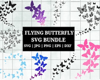 Paquete de mariposas voladoras, mariposa svg, diseño de mariposa, enjambre de mariposas svg, mariposa png, archivos cortados para cricut, silueta