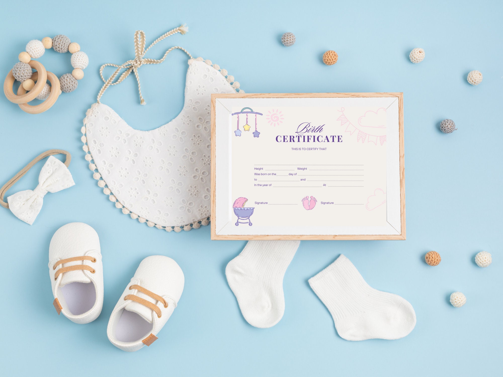 Picture of Editable Baby Birth Certificate Template: Canva Keepsake (digital ...