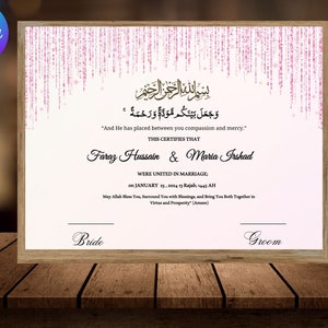 Nikkah Certificate Digital Download Personalised, A4, A3, Template, Instat Download.