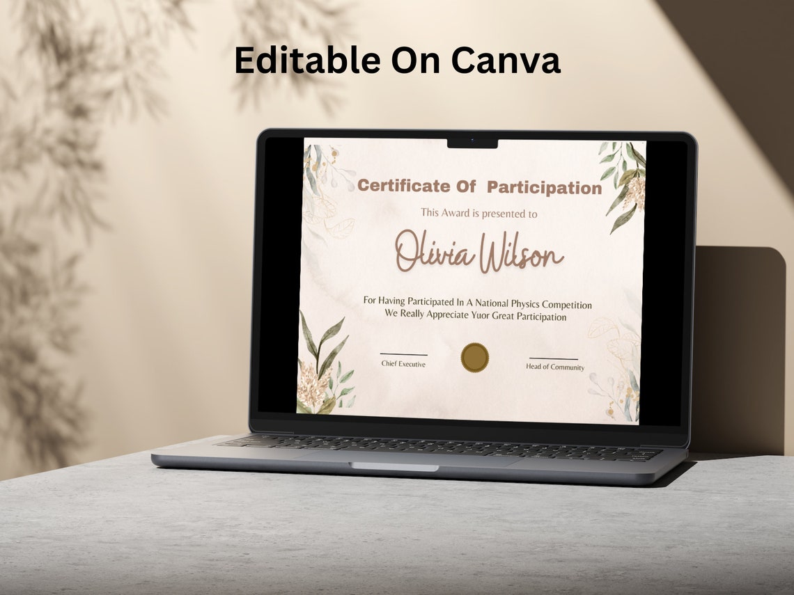 Certificate of Participation Template, Editable Participation ...
