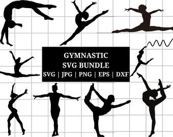 Fichiers de coupe SVG gymnaste, gymnastique Silhouette Cricut, camée, téléchargement immédiat, Tumbling Cheerleading, fichiers de coupe Dxf, Sport athlète fille