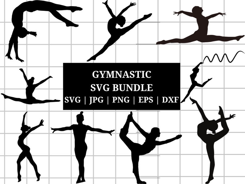 Gymnast SVG Cutting Files, Gymnastics Silhouette Cricut, Cameo, Instant
