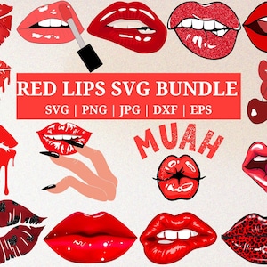 Lips SVG - Red Lips PNG - Kiss SVG - Digital Download - Cricut - Silhouette Cut File