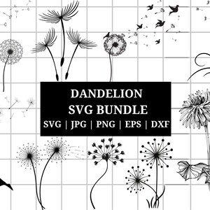 Dandelion Svg Bundle, Dandelion Svg, Dandelion Png, Clipart, Just Breathe Svg, Dandelion Blowing Svg, Dxf, Cut files for Cricut, Silhouette