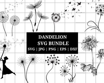 Dandelion Svg Bundle, Dandelion Svg, Dandelion Png, Clipart, Just Breathe Svg, Dandelion Blowing Svg, Dxf, Cut files for Cricut, Silhouette