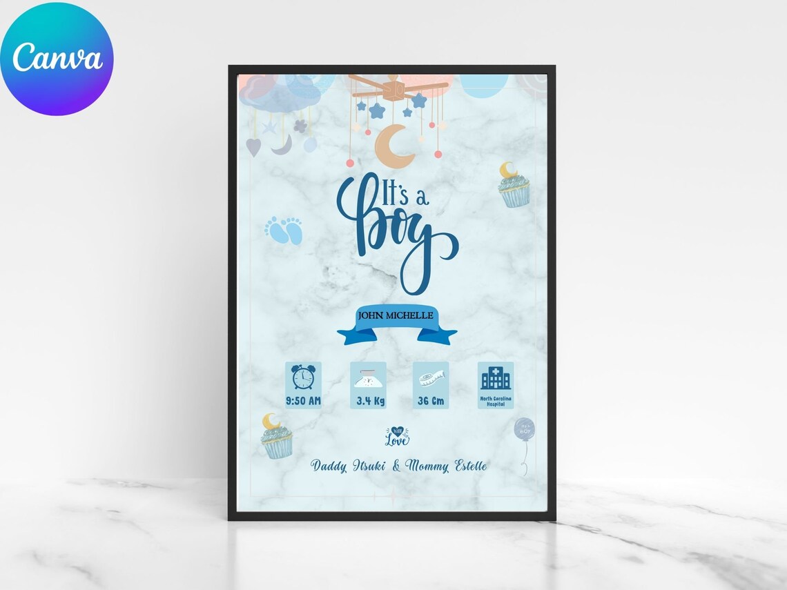 Printable Birth Certificate Boy Birth Certificate With Editable ...
