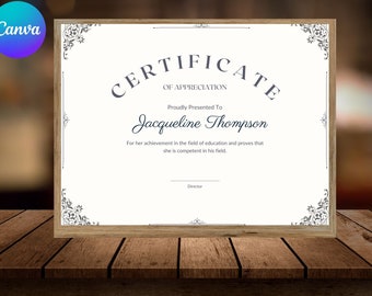 Editable Certificate of Completion Template: Printable Canva Design