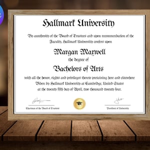 College Diploma with Gold Seal, Printable Customized University Diploma Replica Template, Editable Graduation Certificate Download File