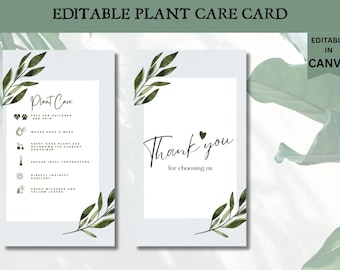 Cartões de cuidados com plantas, etiquetas para plantas, etiquetas imprimíveis com instruções de cuidados para plantas de interior, planejador de plantas, modelo Canva pré-escrito e editável