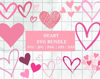 Heart Svg Bundle, Heart Svg, Hand Drawn Heart svg, Open Heart Svg, Doodle Heart Svg, Sketch Heart Svg, Love Svg, Valentine Svg, Cricut, Png, Dxf