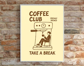 Retro Coffee Machine Print: Minimalist Kitchen Cafe Decor (PDF Download