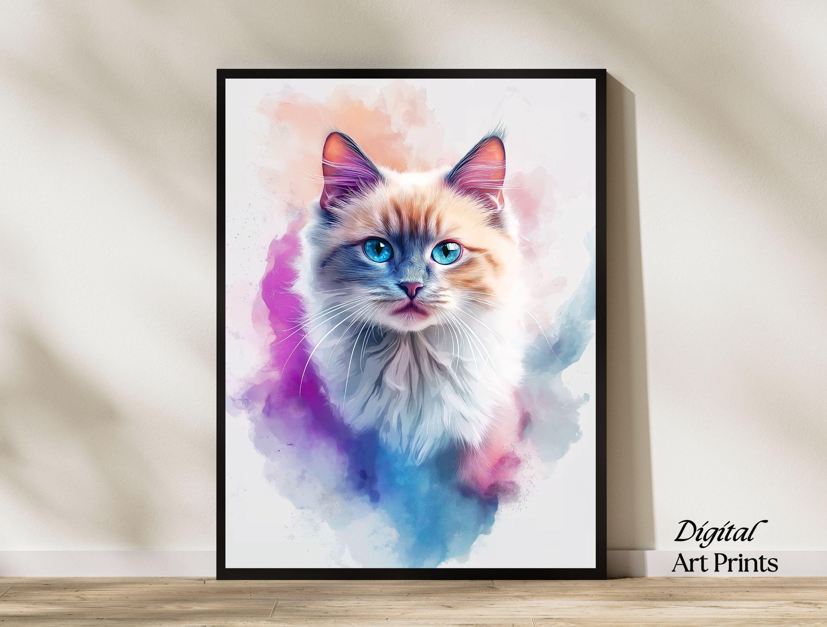 Misty Meow Cat Art Print: Abstract Animal Wall Decor (Digital Download)