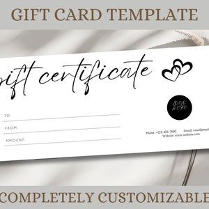 Gift Certificate Template, Editable Gift Certificate Template, Modern Gift Certificate, Editable Gift Card, Instant Download, Gift Voucher