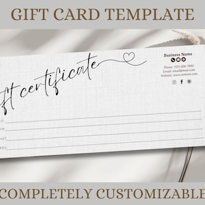 Modèle de chèque-cadeau. Coupon cadeau modifiable. Carte-cadeau imprimable. Chèque-cadeau bricolage. Chèque-cadeau moderne. AJOUTER LE LOGO