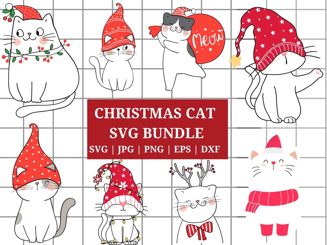 Christmas Cat SVG Bundle | Christmas Cat Clipart |cat Bundle - Etsy