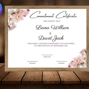 Engagement-Zertifikatsvorlage, druckbares Engagement-Zertifikat, bearbeitbares Engagement-Zeremonie-Zertifikat, Canva-Vorlage.