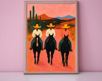 Southwestern Cowboy Print: Rustic Western Horse Riders Art (Digital Download