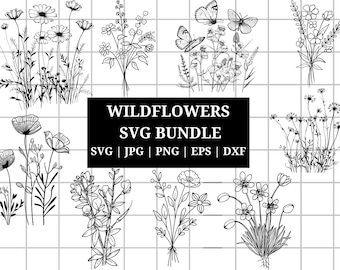 Wildflower Svg Bundle | Flower svg | Floral svg Bundle | wildflower svg | Floral svg | Botanical svg | Flower clipart | svg files cricut