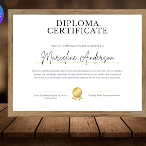 College Diploma with Gold Seal, Printable Customized University Diploma Replica Template, Editable Graduation Certificate Download File