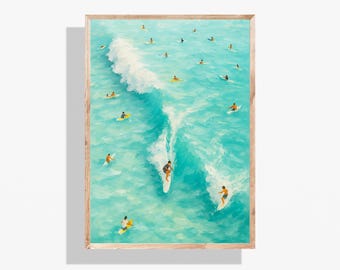 Surfstrandvågkonst: Tropiskt havstryck, kustdekor (digital nedladdning)