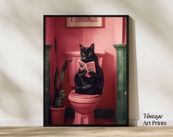 Funny Cat Bathroom Poster: Humorous Toilet Wall Art (Digital Download)