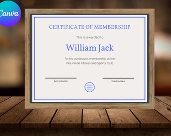 Plantilla editable de certificado de membresía de la iglesia: Diseño imprimible de Canva