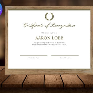 Bearbeitbares Zertifikat der Anerkennung Vorlage's bearbeitbare druckbare Zertifikat Vorlage Achievement Award