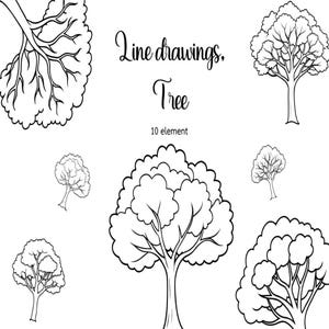 Line drawings, Tree, Trees PNG and SVG, commercial use