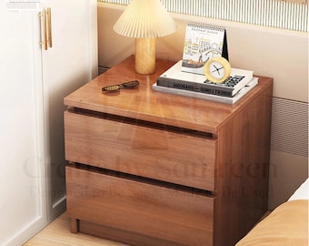Modern Wooden Nightstand - Elegant Bedside Table with Storage Drawer