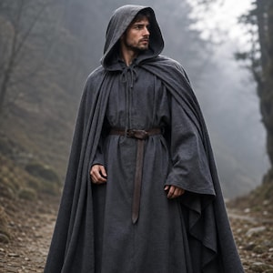LOTRO Gandalf Wizard Robe & Accessory Set | Grey Cloak, Hat, Staff for Cosplay