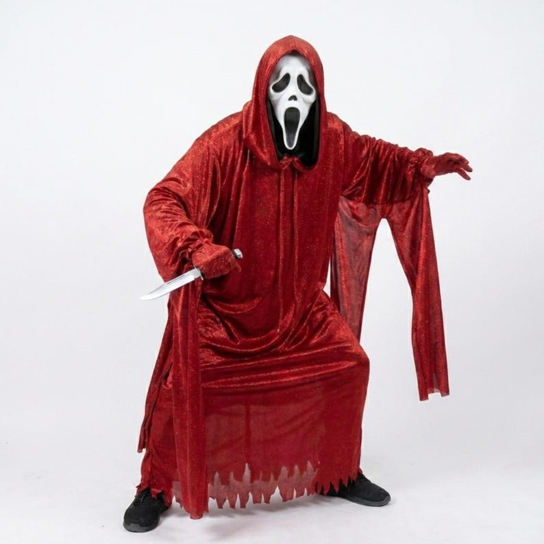 Scary Inspired Ghost Hooded Robe Costume | Horror Black Cloak Outfit ...