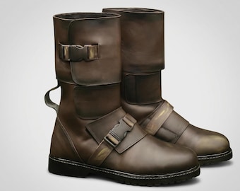 Cal Kestis inspirierte Leder Cosplay Stiefel | Jedi Survivor Kostüm