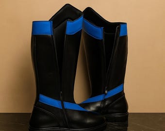 Nightwing inspirierte Leder Cosplay Stiefel | Superhelden Kostüm Schuhe