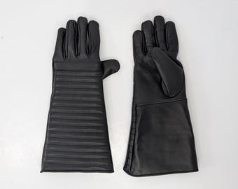 Darth Vader Gloves | Vader Inspired Gloves | Black Leather Cosplay Gauntlets | Screen Accurate Sith Costume Accessory | Sci-Fi Outfit Gloves