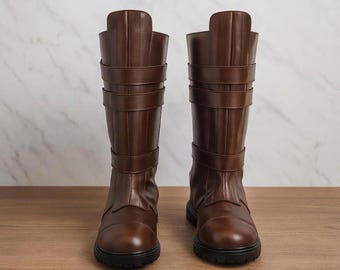 Bottes de cosplay Anakin Skywalker, chaussures de costume Jedi en cuir marron