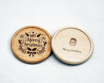 Handmade custom solid wood coasters - personalized solid wood coasters - customized names, unique Christmas gifts