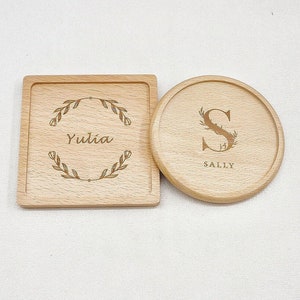 Handmade customized solid wood coasters - personalized solid wood coasters - customized names, unique personalized gifts