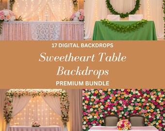 Sweetheart Table Digital Backdrop: Wedding Photography Overlays (17 JPEG)