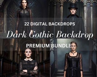 Dark Gothic Castle Digital Backdrops: Photography Portrait Overlays (22 JPEG)